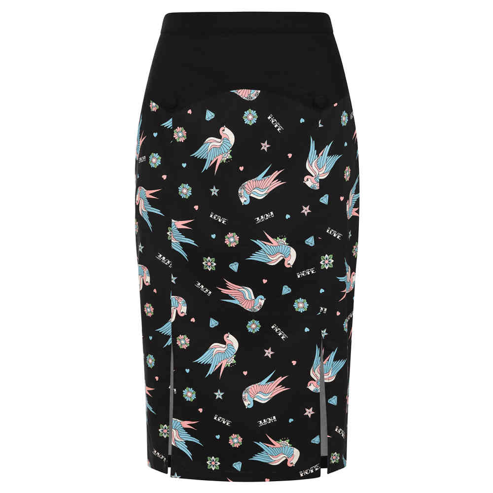 Banned - Marilou Swallows Pencil skirt - Black